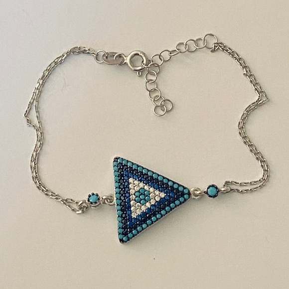 🧿925 Silver evileye bracelet cubic zirconia stone - Picture 4 of 4